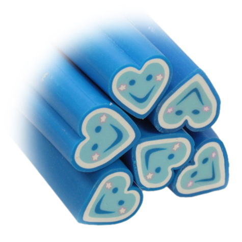 Fimo-Stick Herz Gesicht blau