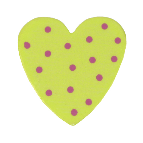 Motivperle Herz gelbgrün - pink gepunktet