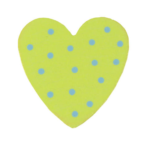 Motivperle Herz gelbgrün - babyblau gepunktet